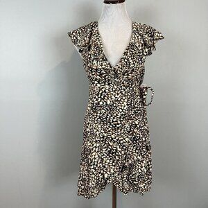 Free People French Quarter Mini Wrap Dress Size XS Brown Black Print NWT